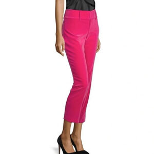 Alice + Olivia Stacey Slim Velvet Ankle Pants Fuchsia Bright Pink Casual Women 2
